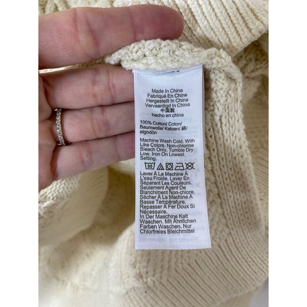 J.Crew Womens Ivory 100% Cotton Cable Knit Crewneck Small Fisherman‎ Sweater - Picture 4 of 4